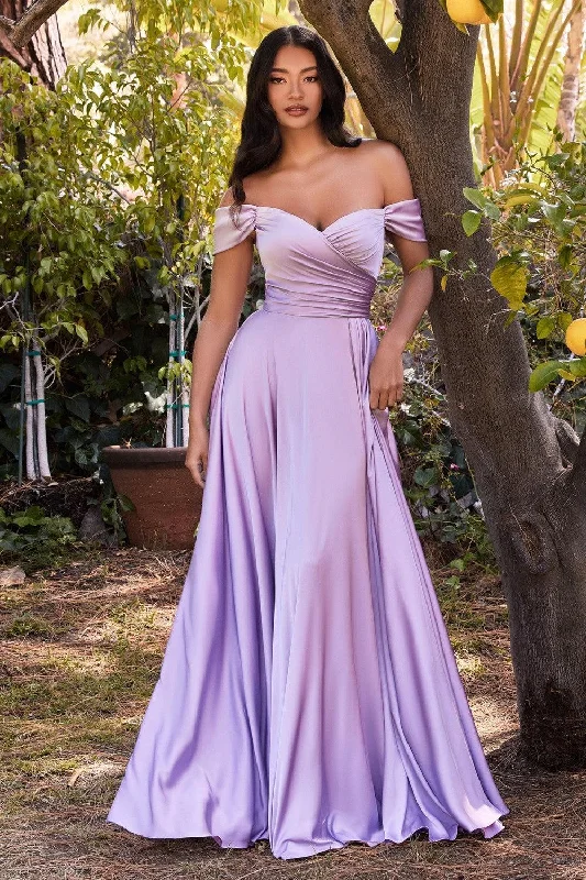 Cinderella Divine 7493C Plus Size Long Off Shoulder Dress LavenderTightgarter