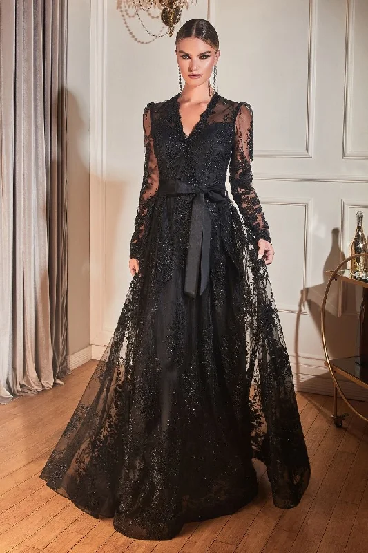 Cinderella Divine CD233 Long Sleeve Formal Dress Evening Gown BlackTightnetwork