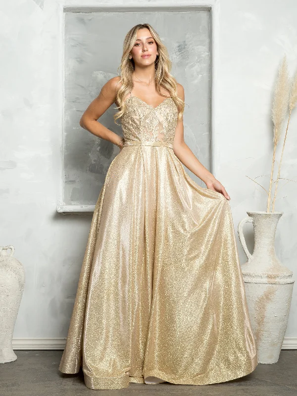 Eva Fashion 3478 Long Ball Gown Metallic Formal Prom DressTightdeadline