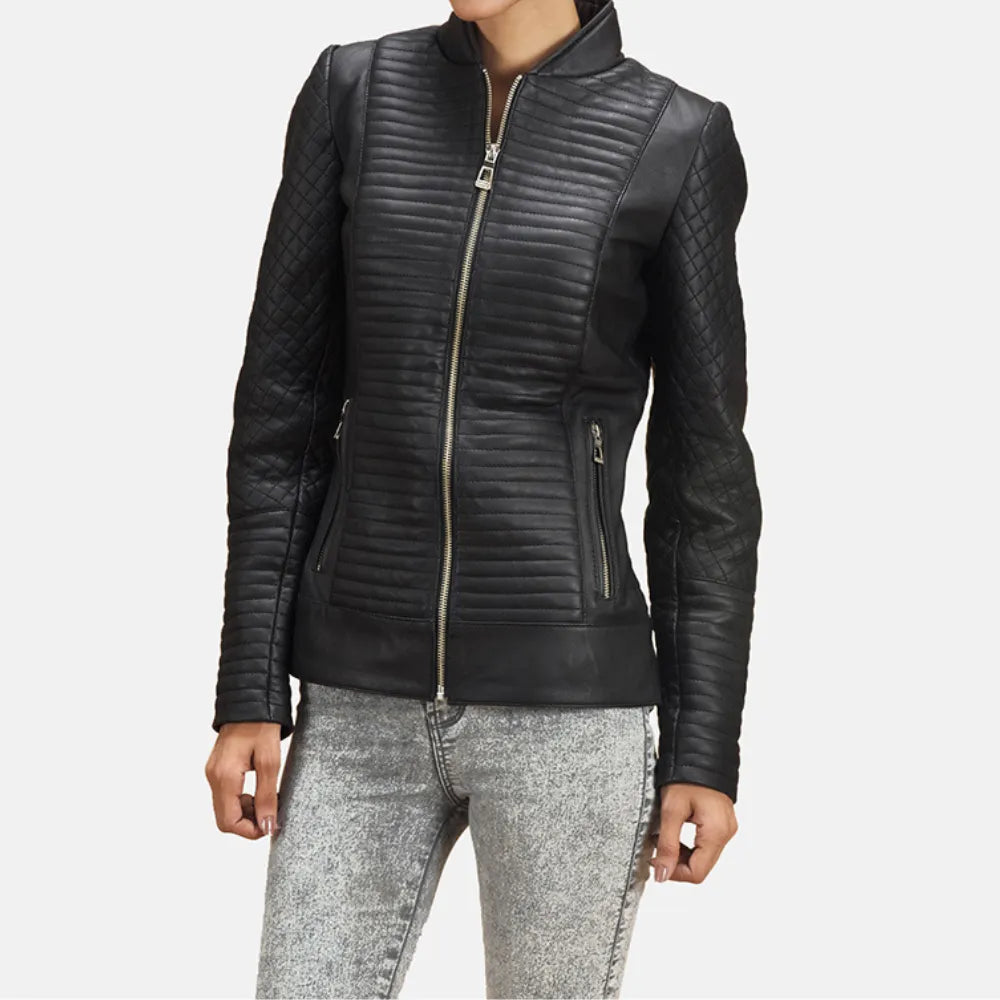 Black Biker Jacket For WomenDown Jackets