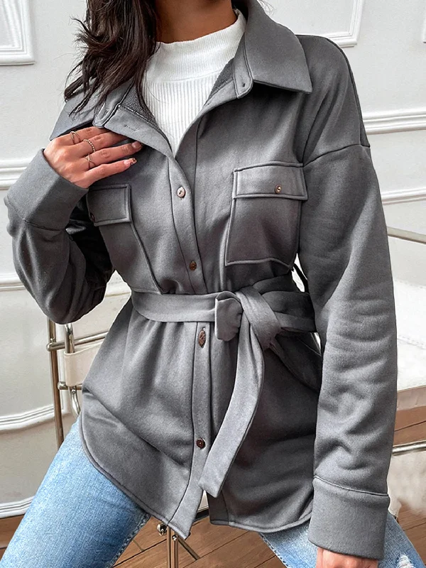 Button Down Dropped Shoulder CoatMilitary Jackets