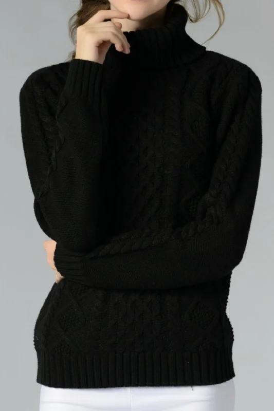 Cable-Knit Turtleneck Long Sleeve SweaterSki Jackets