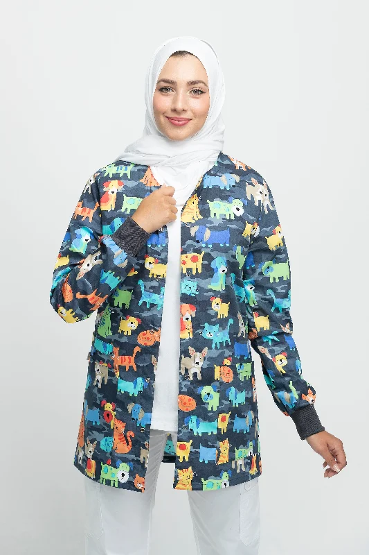 Cats & Dogs Printed Scrub JacketSkateboard Jackets