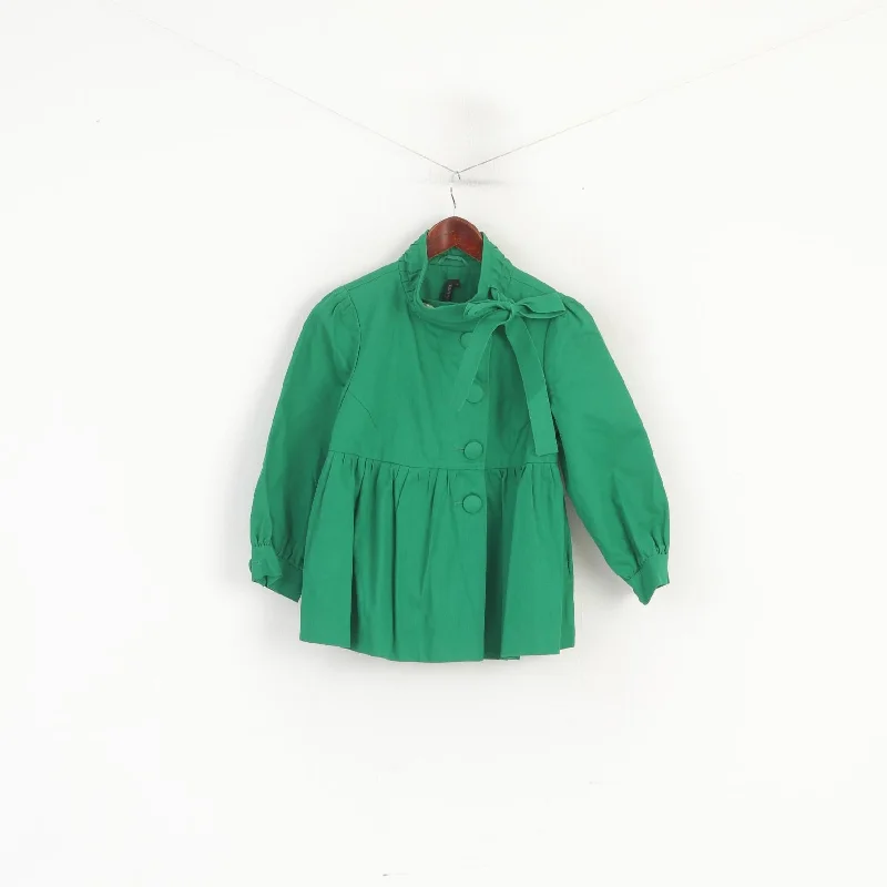 Topshop Women 10 S Jacket Green Baby Doll Cotton Corpped Elagant 3/4 Sleeve TopWindbreakers