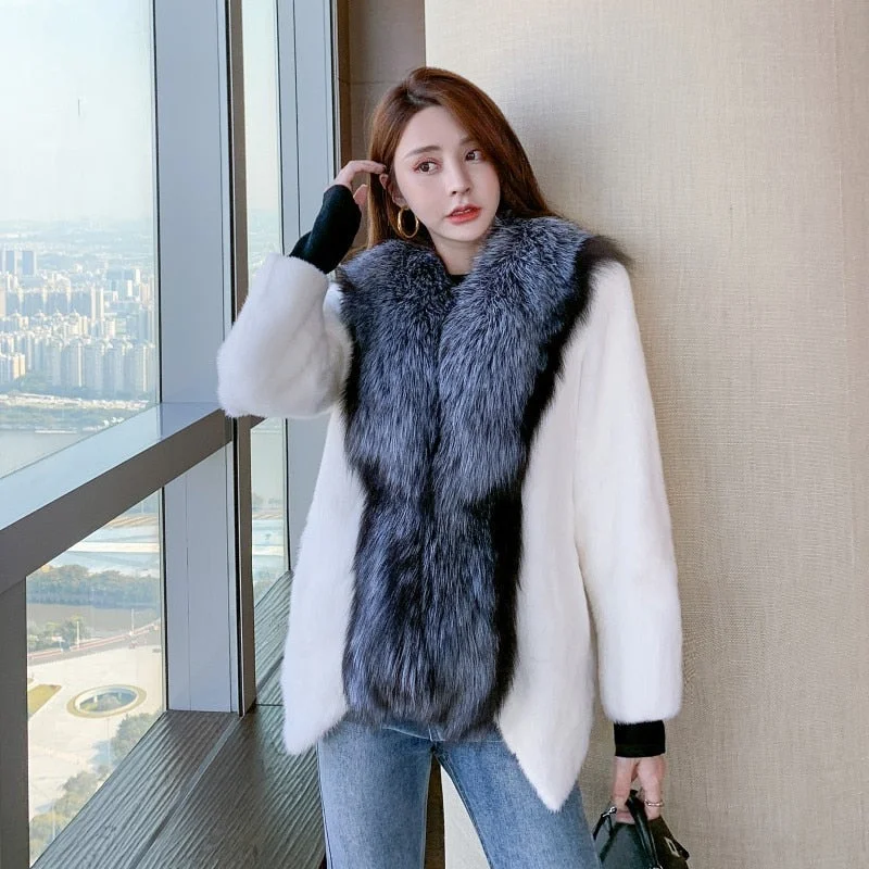 Women's Winter Natural Mink Fur Leisure Style Thick Short JacketsWork Jackets