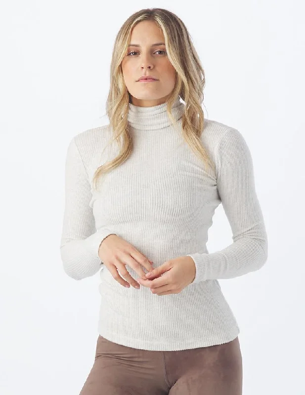 Asymmetrical Knit TopsComfort Turtleneck: Oatmeal Heather