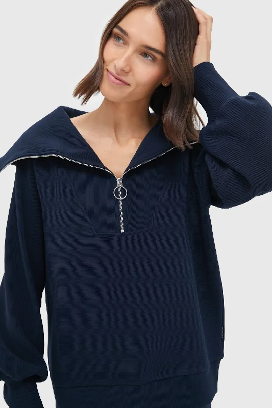 Glitter Knit TopsDark Sapphire Vine Half Zip