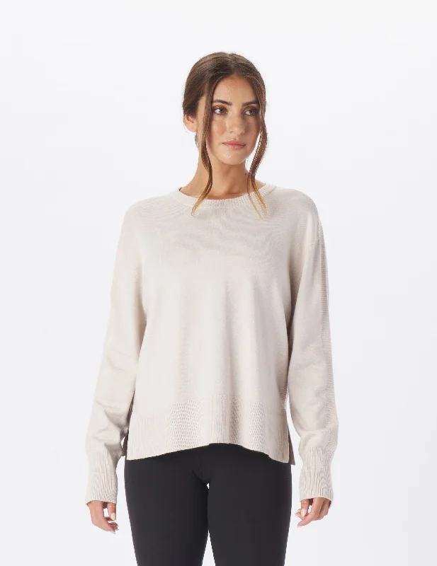 Ribbed Cuff Knit TopsElevated Rib Crew: Oatmilk