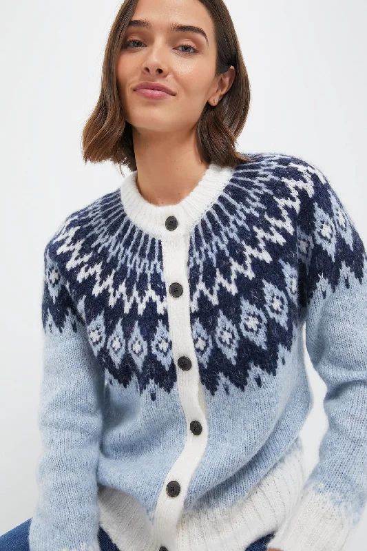 Fall Knit TopsFrosty Blue Combo Ashwood Fair Isle Cardigan