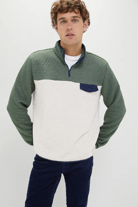 Zippered Knit TopsGreen Oat Colorblock Corbet Pullover