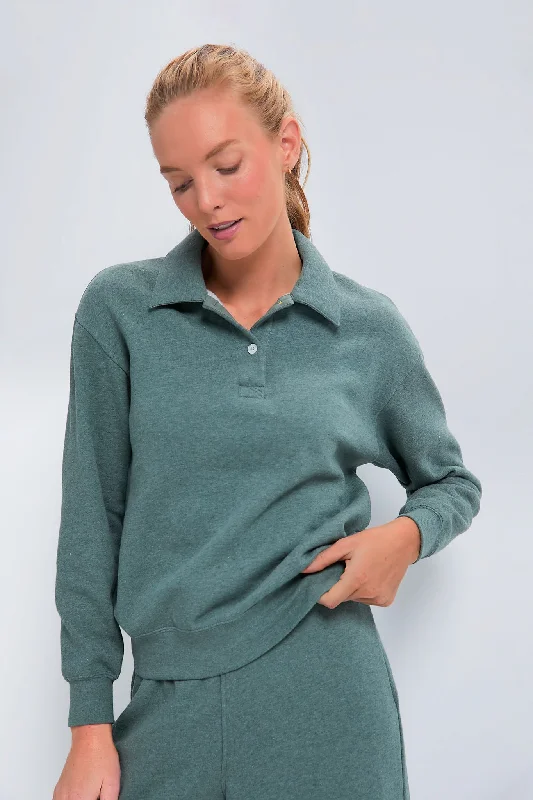 Ribbed Knit TopsHeathered Green Perry Pullover