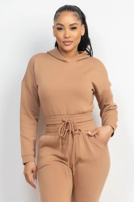 Cropped Knit TopsHERE AND NOW HOODIE MOCHA