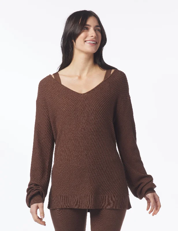 Camping Knit TopsLuxury Rib Sweater: Espresso