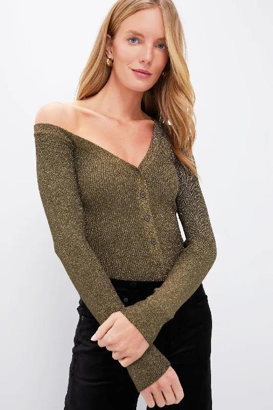 Artist Knit TopsMetallic Gold Craftsman Sweater