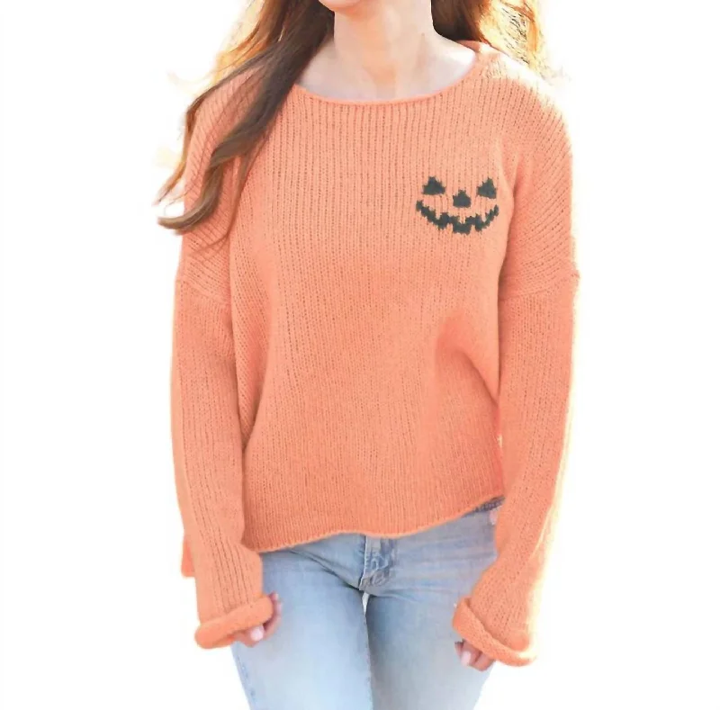 Angora Knit TopsMini Jack O' Lantern Sweater In Carrot/bracken