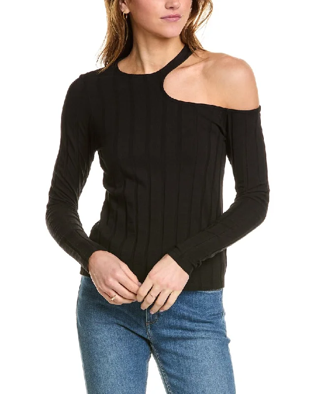 Ruffled Knit TopsMonrow Flat Rib Asymmetric Sweater