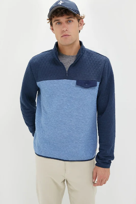 Turtleneck Knit TopsNavy Mid Blue Colorblock Corbet Pullover