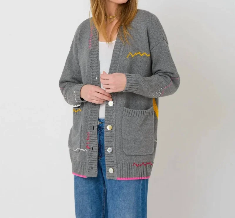 Collaborative Knit TopsPoppy Cardigan In Smiley Grey