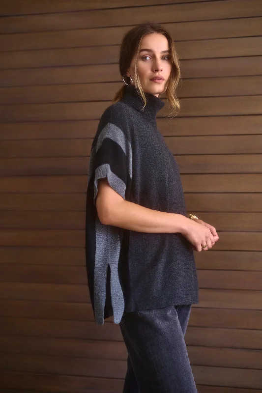 Ruffled Knit TopsREESE CASHMERE TURTLENECK PONCHO