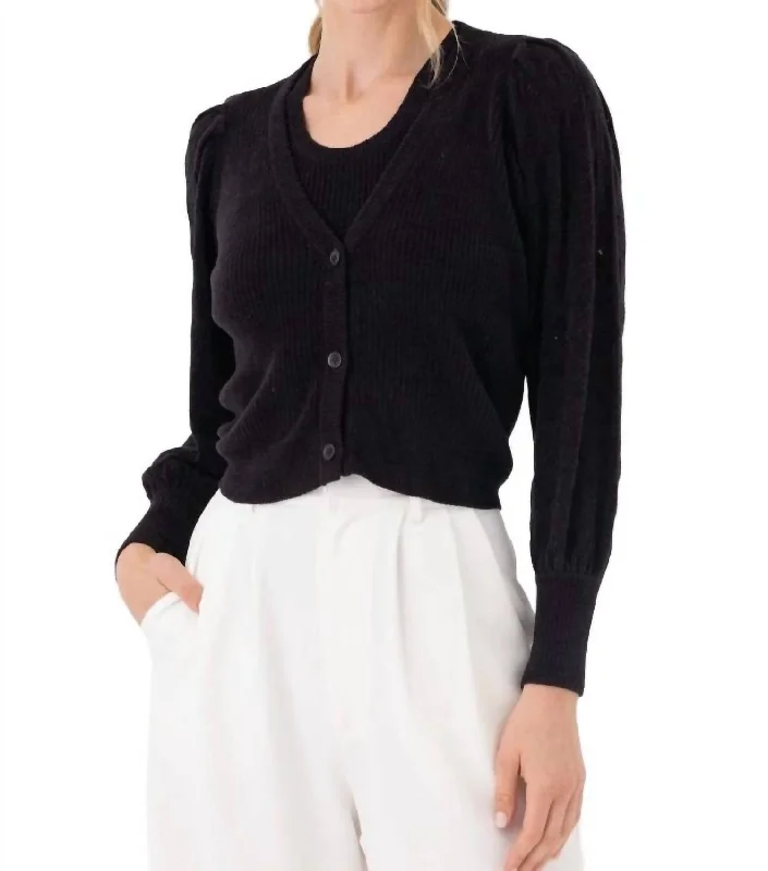 Sheer Knit TopsSedona Cardigan In Black