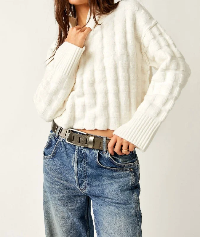 Mohair Knit TopsSoul Searcher Mock Neck Sweater In Ivory