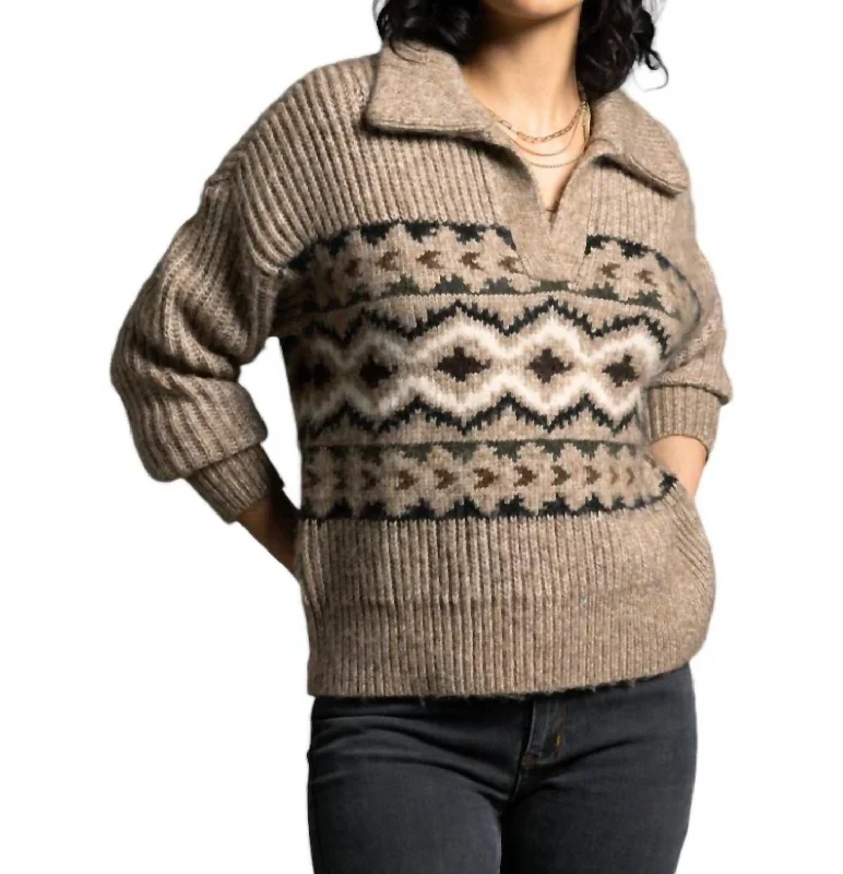 Fitted Knit TopsSpencer Pullover Sweater In Barley Aztec