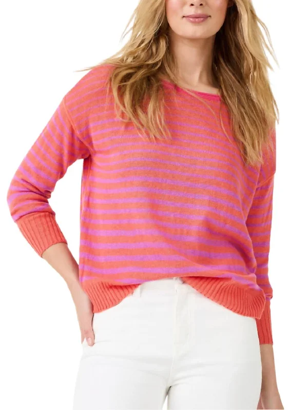 Limited Edition Knit TopsStriped Up Sweater In Orange