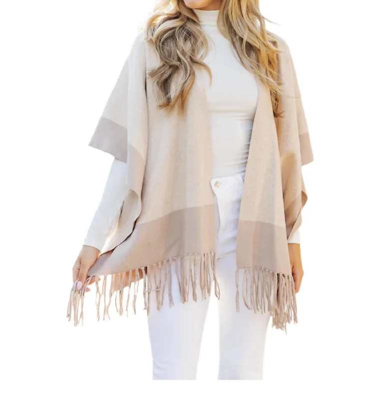 Striped Knit TopsThe Paris Cardigan In Cream/taupe