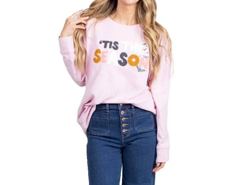 Hip-Hop Knit TopsTis The Season Halloween Sweater In Pink