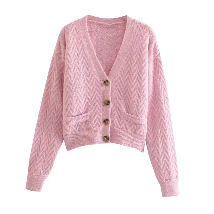 Off-Shoulder Knit TopsVersatile herringbone twill knit cardigan jacket  7400