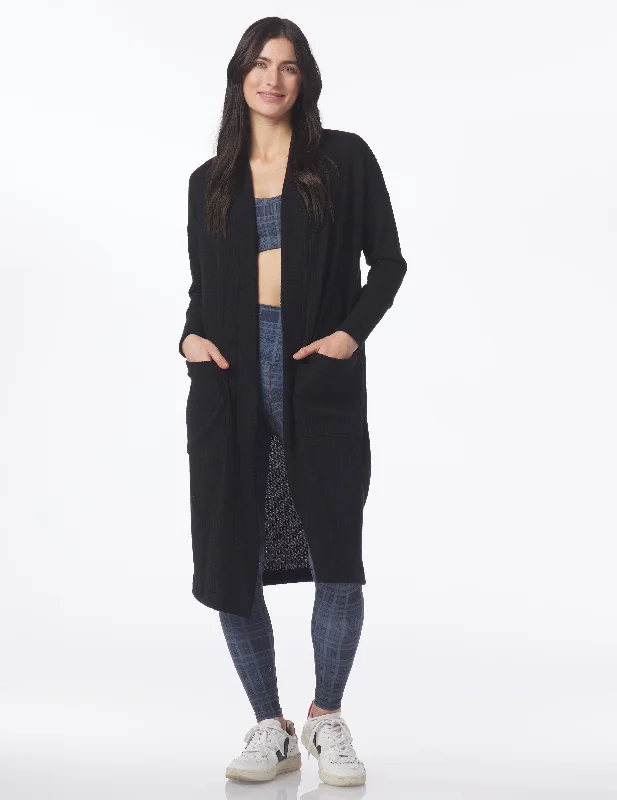 Thermal Knit TopsWinter Warm Cardigan: Black