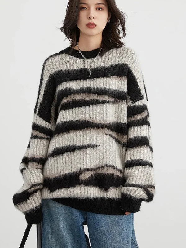 Cropped Knit TopsZebra Knitted Sweater