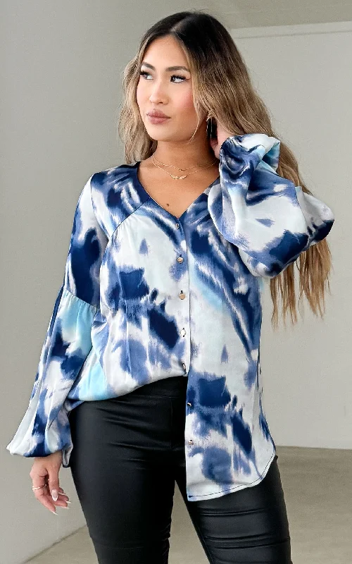 Gym ShirtsAmalla Shirt Blouse - Blue Print