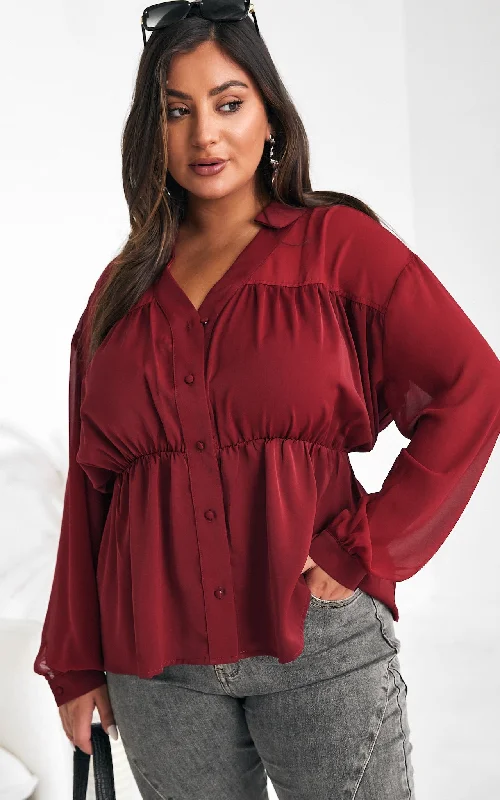 Rayon ShirtsArlene Shirt Blouse - Wine