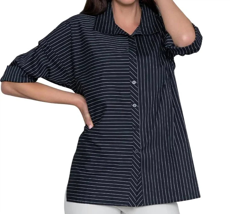 Printed ShirtsAttitude Shirt In Black Yarn Dye Stripe