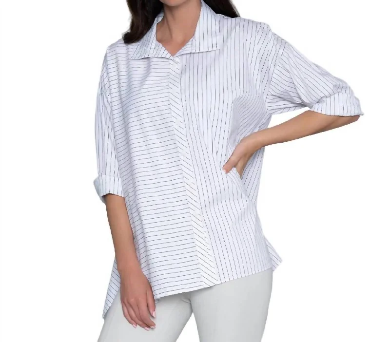 High-Fashion ShirtsAttitude Shirt In White Yarn Dye Stripe