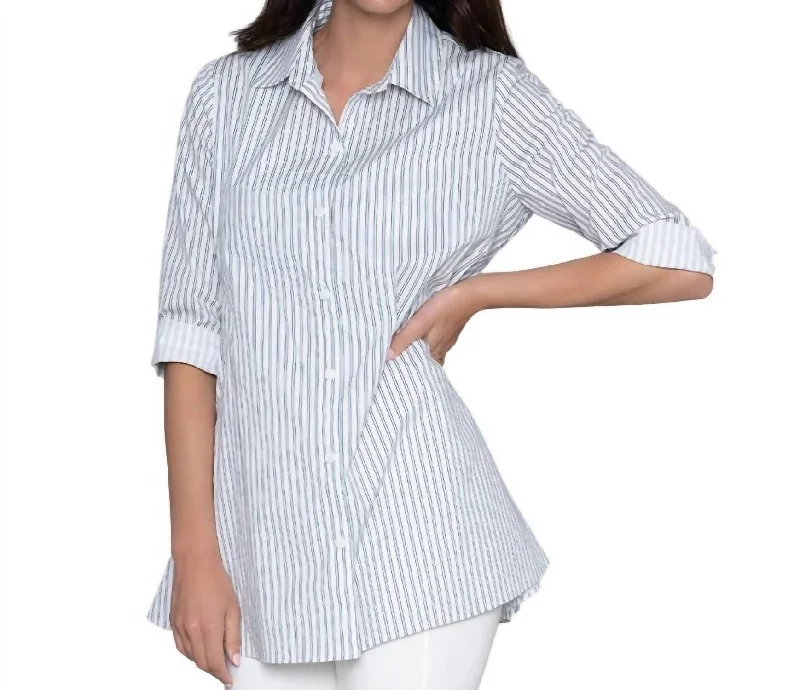 Tunic ShirtsCenter Stage Shirt In Chambray Yarn Dye Stripe