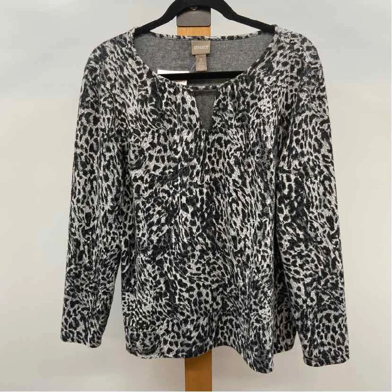 Organic Cotton ShirtsChico's Women's Size L Gray Animal Print Long Sleeve Shirt