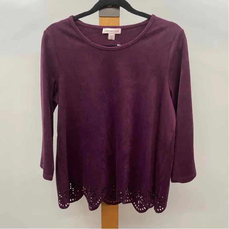 Limited Edition ShirtsColdwater Creek Women's Size PM burgundy cutouts Long Sleeve Shirt