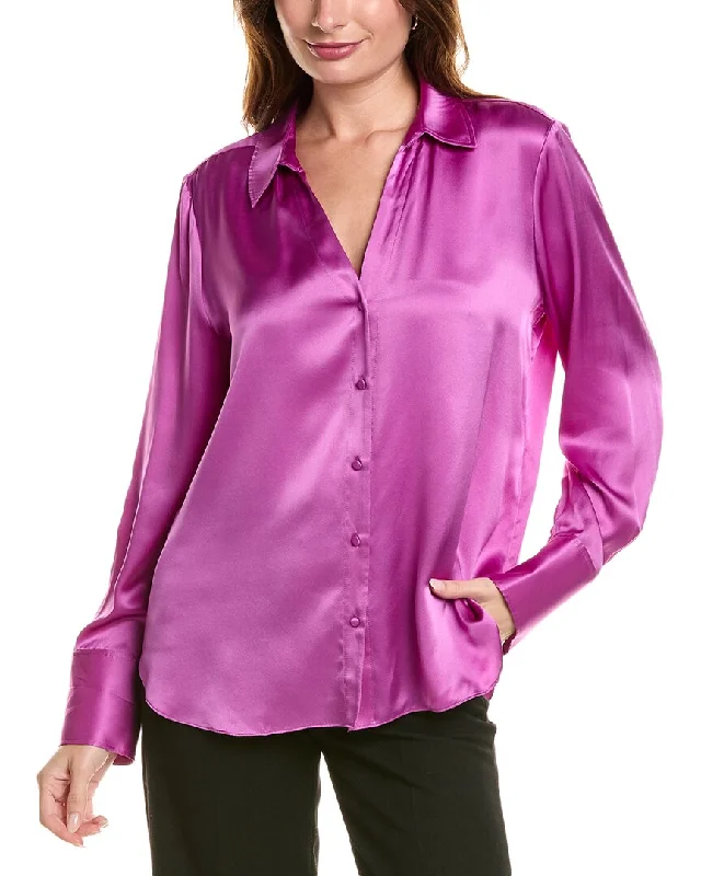 Rainproof ShirtsElie Tahari Button-Down Silk Shirt