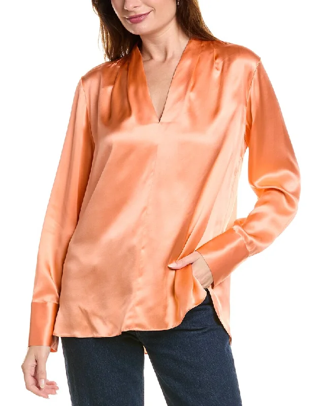 Fitted ShirtsElie Tahari Contour Neck Silk Shirt