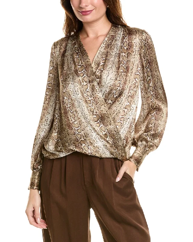 Sheer ShirtsElie Tahari Draped Silk Shirt