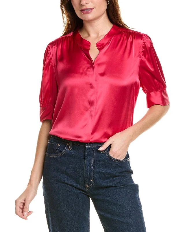 Yoga ShirtsElie Tahari Ruched Silk Shirt