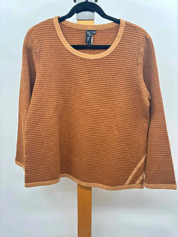 Sheer ShirtsFocus Casual Life Women's Size S Brown Waffle Long Sleeve Shirt