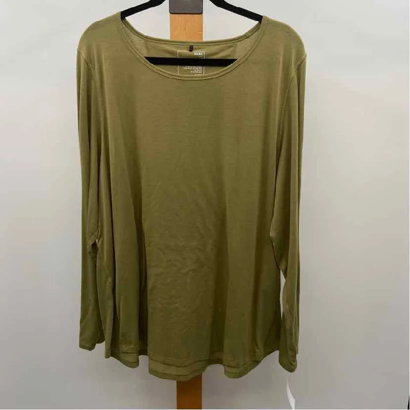 Ribbed Cuff ShirtsGAME Women's Size L Green Solid Long Sleeve Shirt