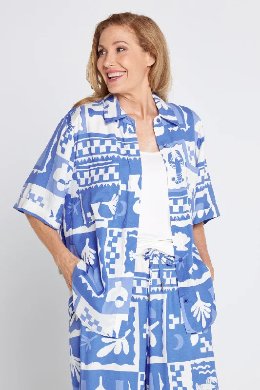 Longline ShirtsHoliday Sun Shirt - Cerulean Blue Print