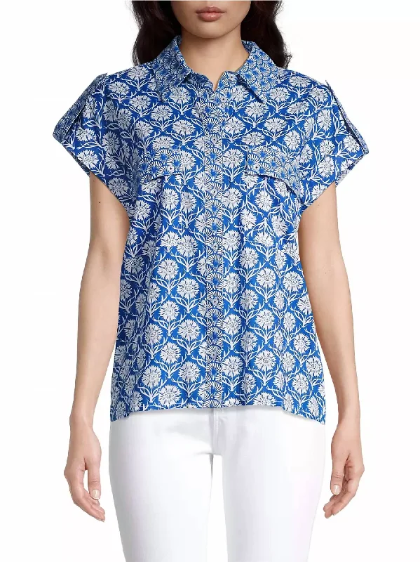 Hip-Hop ShirtsNetherlands Floral Shirt In Blue Kariya