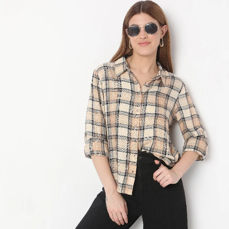 Metallic ShirtsRegular Fit Checkered Shirt