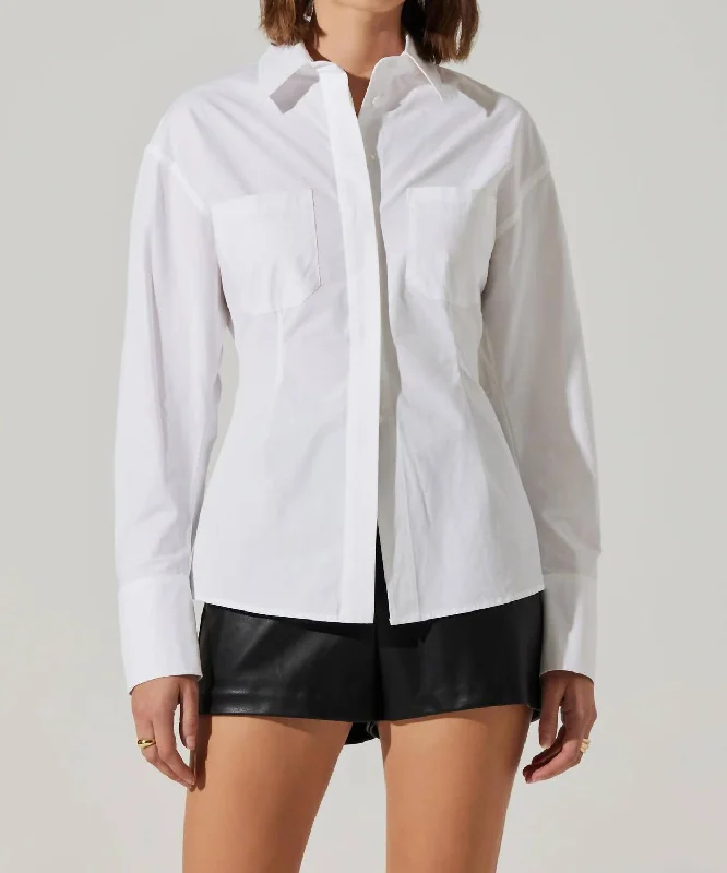 Slim Fit ShirtsThyra Poplin Shirt In White