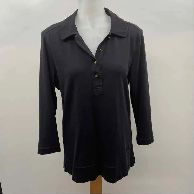 Retro ShirtsTory Burch Women's Size L Black Solid Long Sleeve Shirt